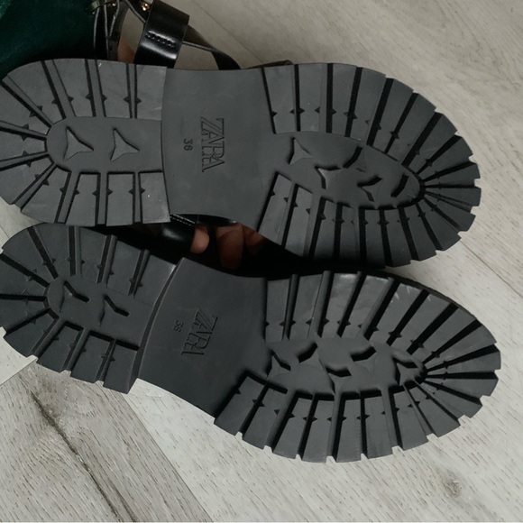 Zara Black Women's Sandals women's size 6 chunky gothic summer buckle strapped - Picture 7 of 8